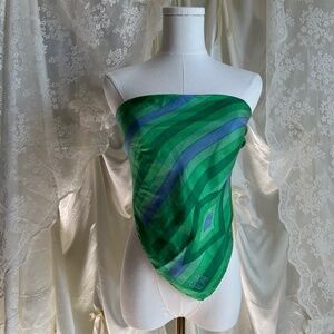 Green and Blue Silk Patterned Scarf